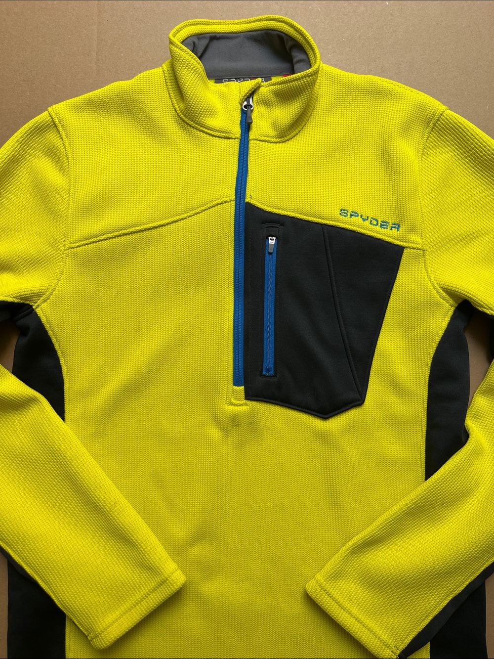 Spyder US Ski Team Outbound Quarter Zip Fleece Pullover Dark Yellow Size S Small